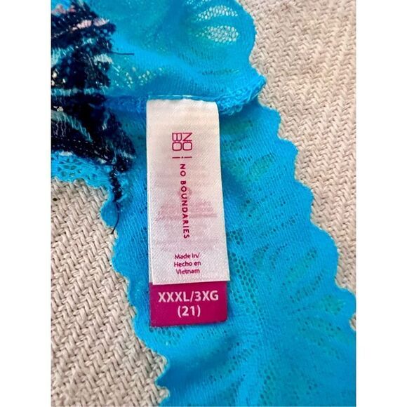 No Boundaries NOBO Thong Panties Size 3XL NWT!! Blue Animal PRINT Lace - Picture 4 of 4